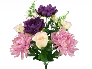 18" Color Fast Peony Rose Bud Zinnia Bush x 12: Purple, Mauve - 56611PUMV