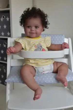 20-Inch Reborn Baby Girl Doll - Maddie, African American with Handrooted Hair