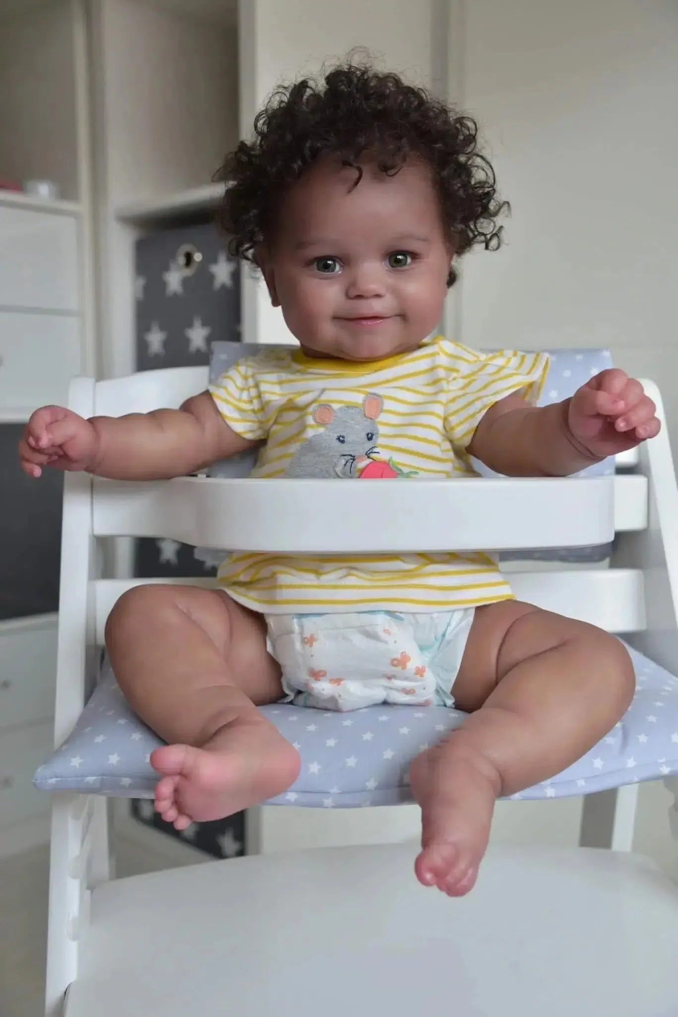 20-Inch Reborn Baby Girl Doll - Maddie, African American with Handrooted Hair
