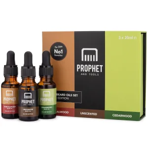 3 Beard Oils Set (Sandalwood, Unscented and Cedarwood)