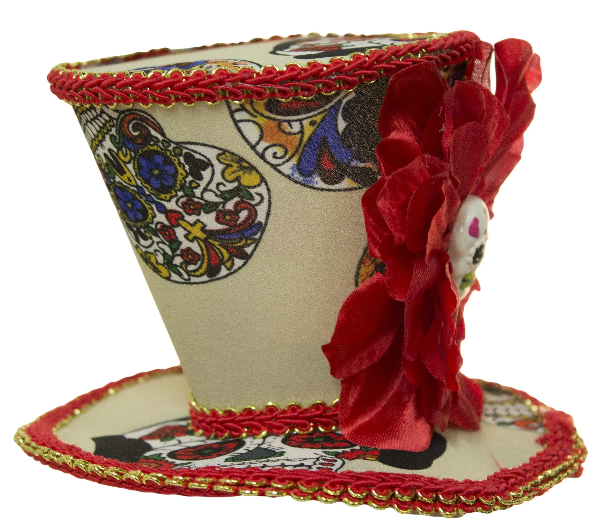 4 Inch Day of the Dead Mini Top Hat Hair Clip