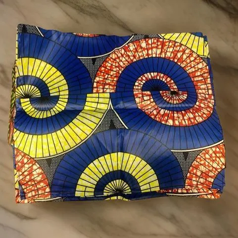 African Blue/Red Print Ankara Head Wrap