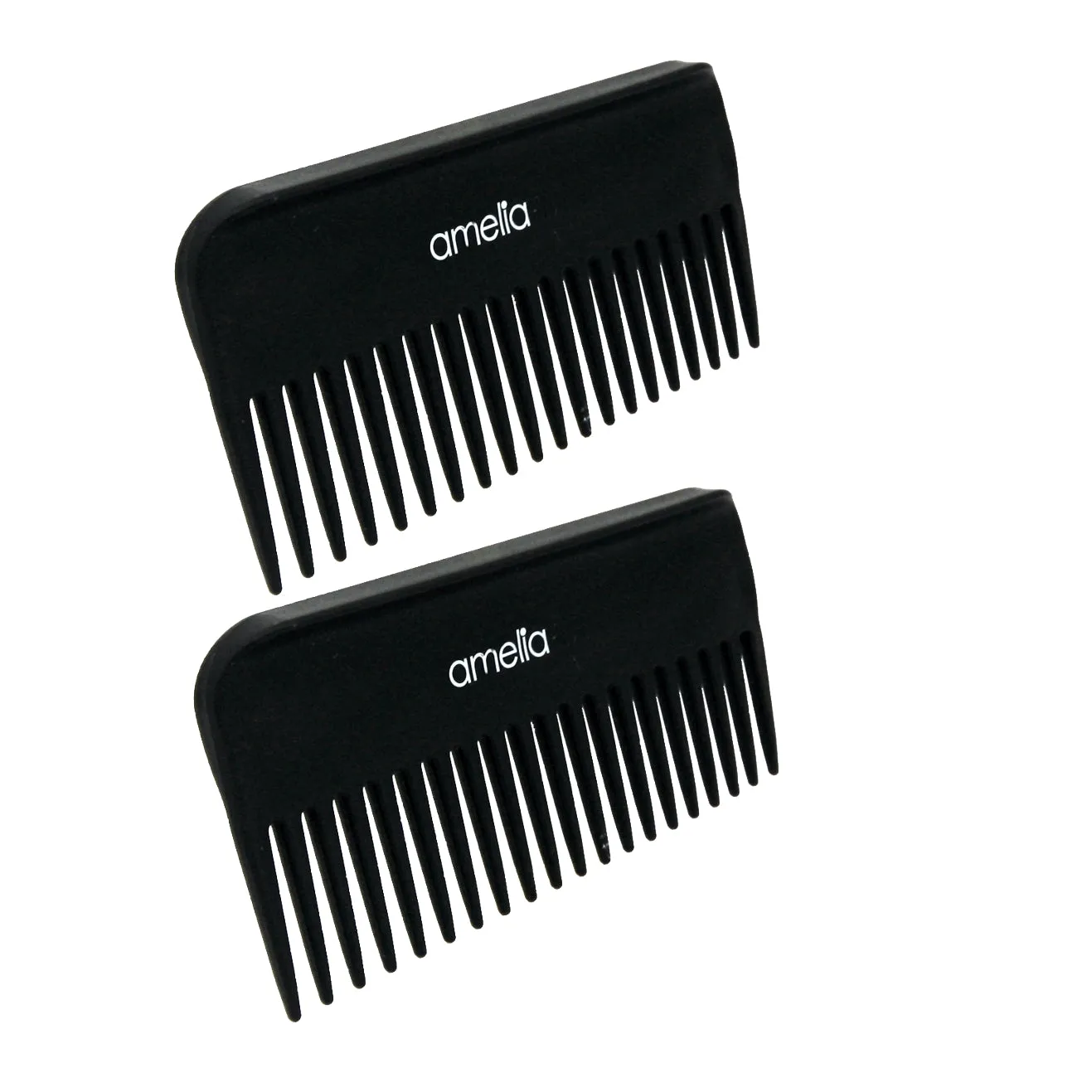 Amelia Beauty,6in Black Plastic Detangling Rake Comb, Professional Grade Comb,  Portable Salon Barber Shop Black Everyday Styling Rake Comb Hair Styling Tool, 6"x3.25", 2 Pack