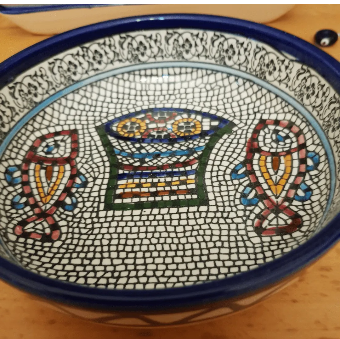 Armenian Ceramic bowls for serving or decoration. 19 cm Diameter. Tabgha Mosaic.