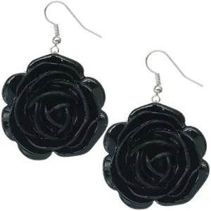 Black Floral Motif Dangle Earrings