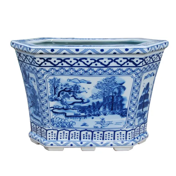 Blue & White Six Side Porcelain Planter