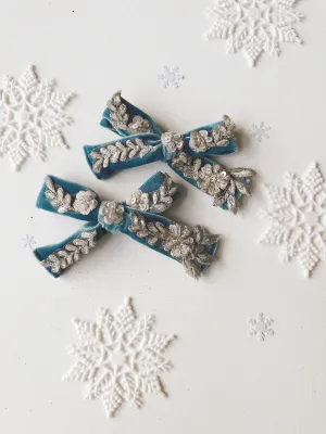 Blue and Silver lux bow