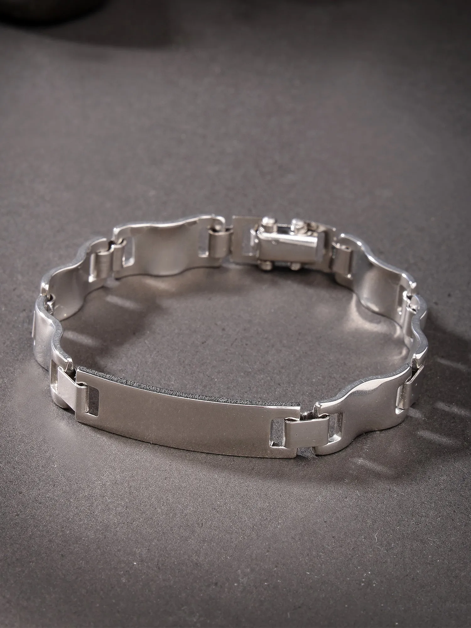 Bohey by KARATCART Black and Silver Link Bracelet for Men