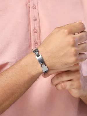Bohey by KARATCART Black and Silver Link Bracelet for Men