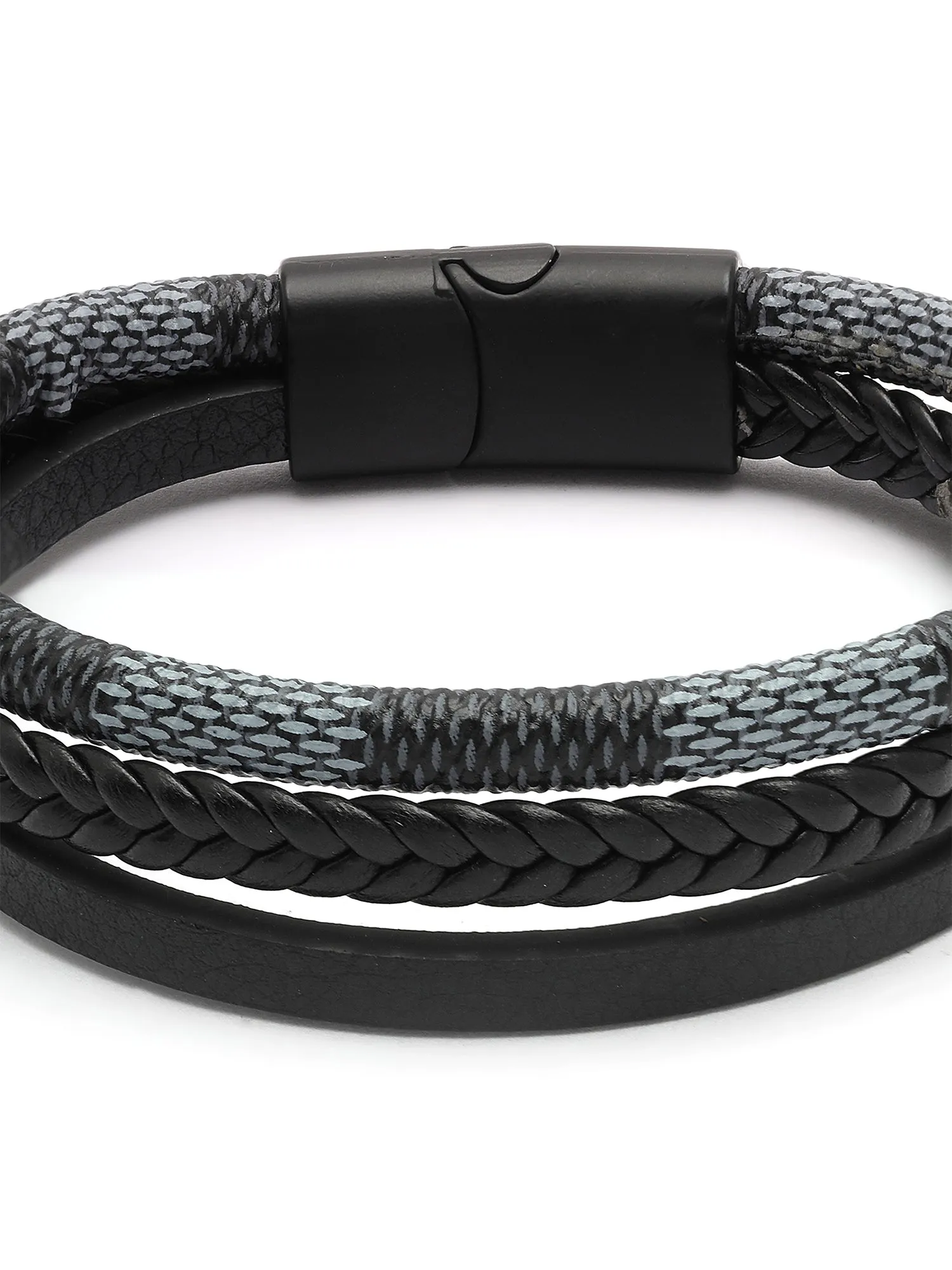 Bohey by KARATCART Men Leather Multistrand Wraparound Bracelet