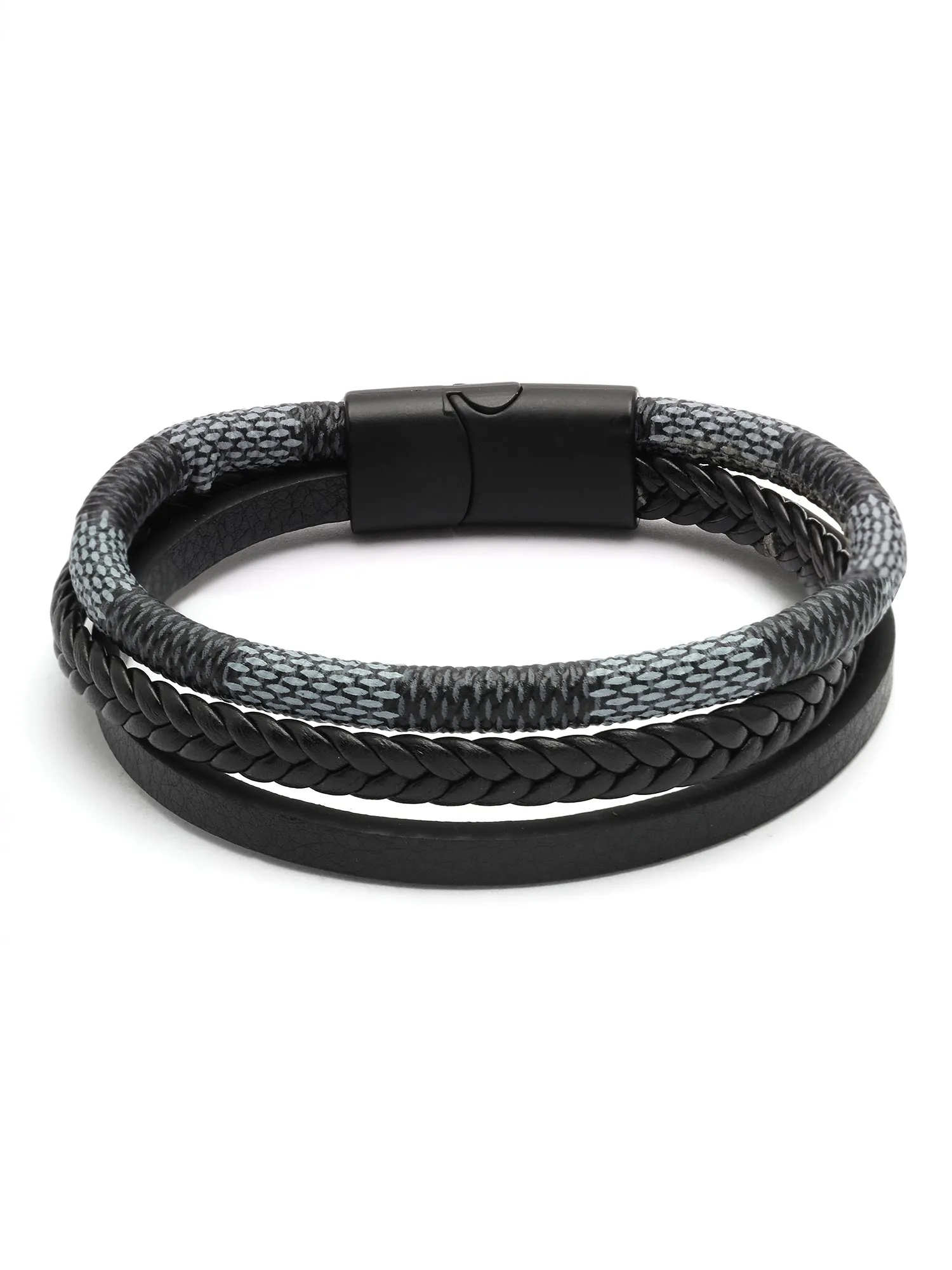 Bohey by KARATCART Men Leather Multistrand Wraparound Bracelet