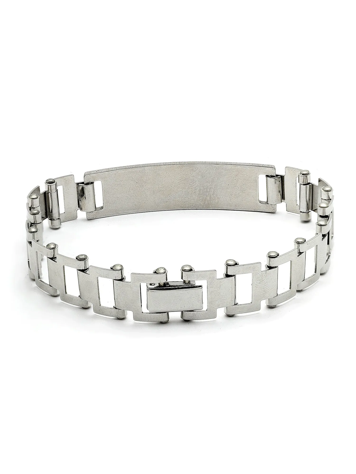 Bohey by KARATCART Silver Plated Link Chain Chunk Bracelet for Men