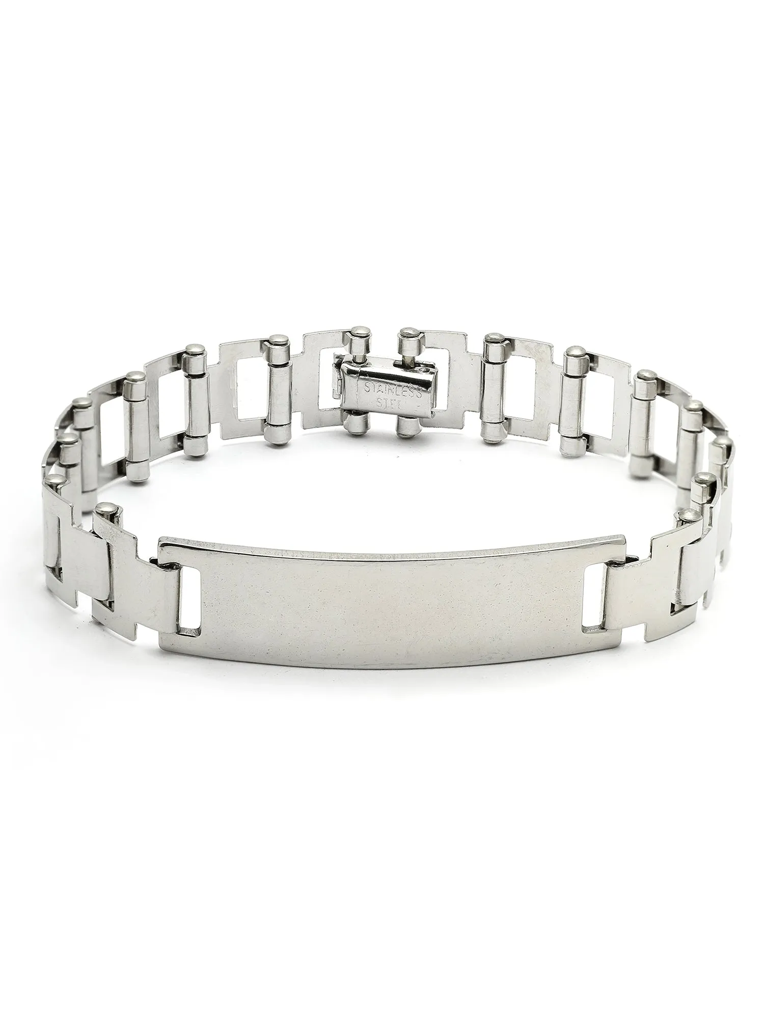 Bohey by KARATCART Silver Plated Link Chain Chunk Bracelet for Men