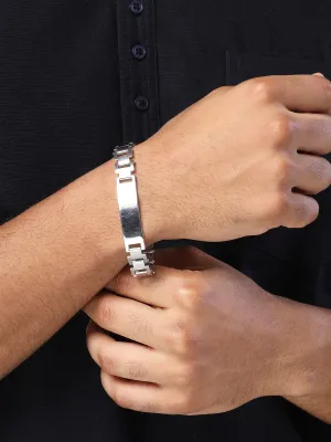 Bohey by KARATCART Silver Plated Link Chain Chunk Bracelet for Men