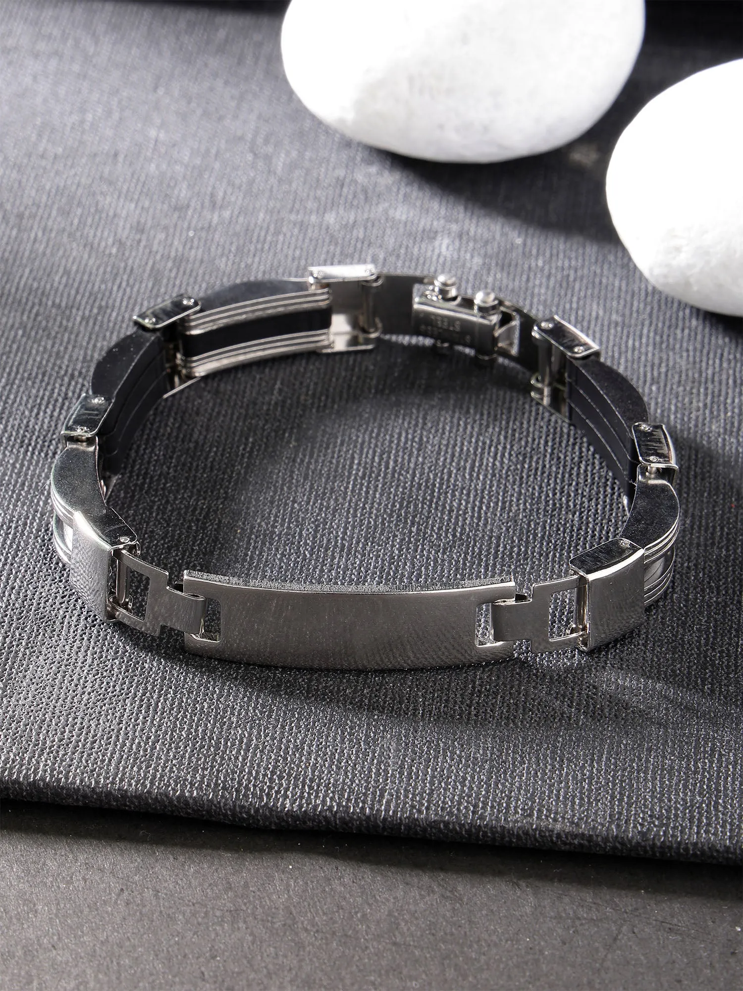 Bohey by KARATCART Silver Tone Stainless Steel Link Chain Bracelet for Men