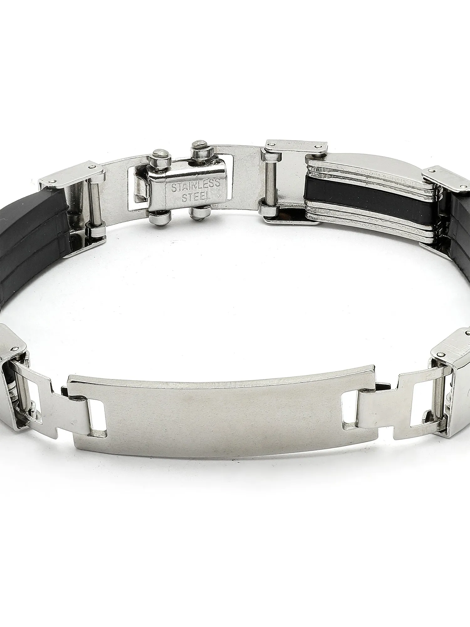 Bohey by KARATCART Silver Tone Stainless Steel Link Chain Bracelet for Men