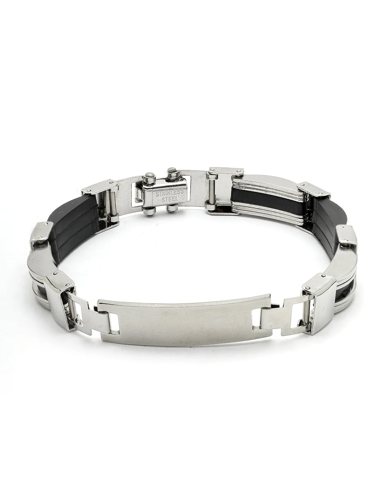 Bohey by KARATCART Silver Tone Stainless Steel Link Chain Bracelet for Men