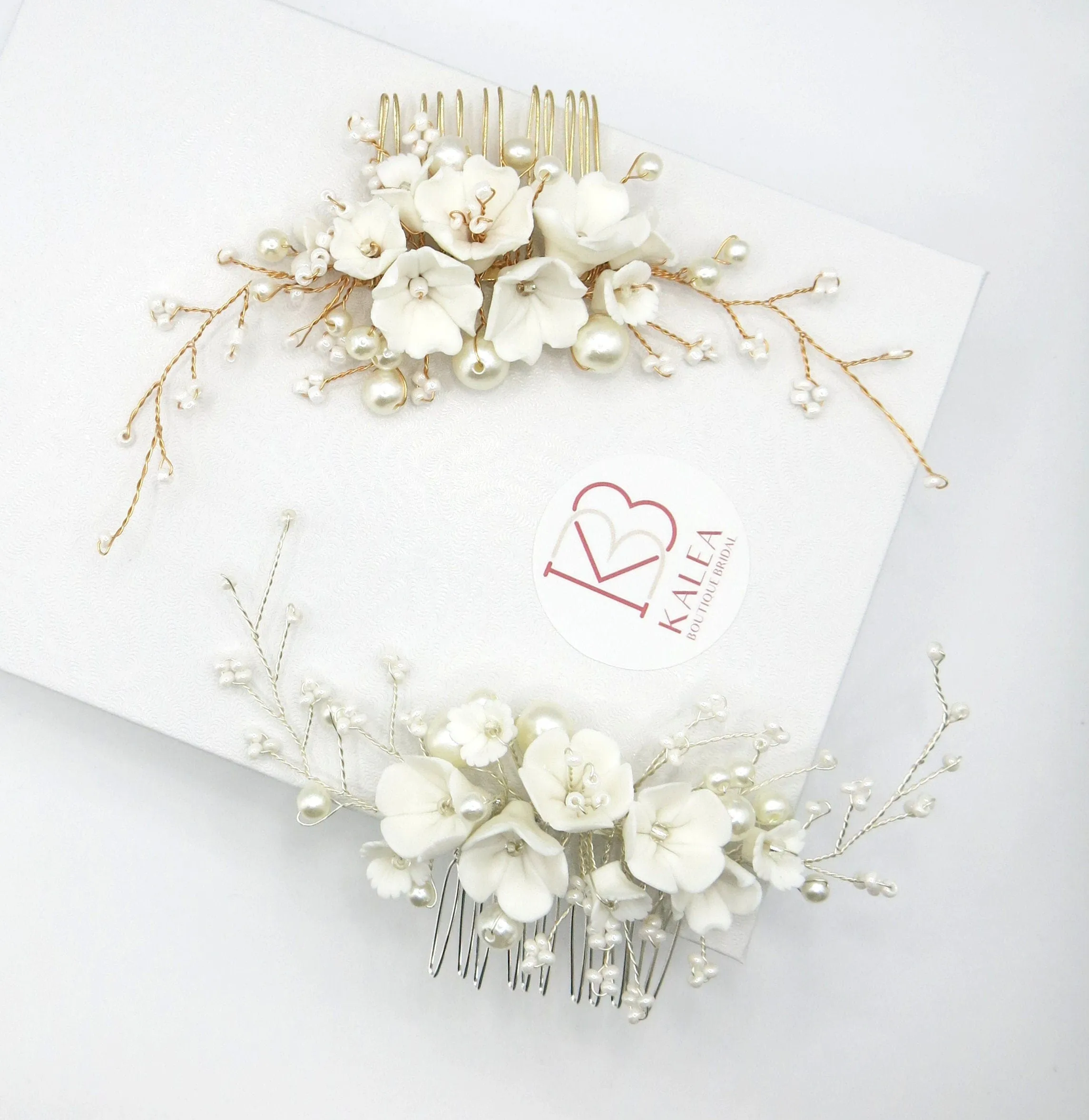 Bouquet Ceramic Flower Hair Comb, Bridal White Flower Bridal Hairpiece, Wedding Porcelain Floral Head Piece, Bridesmaid Necklace or Earrings