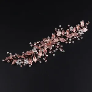 Bridal Metal Leaves Hair Vine, Rhinestone Crystal Flower Head Wreath, Wedding Metal Flower Headband, Prom Hair Wire