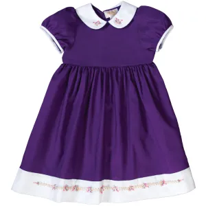 Bullion Flowers Royal Purple Baby Dress w/Cap Sleeves