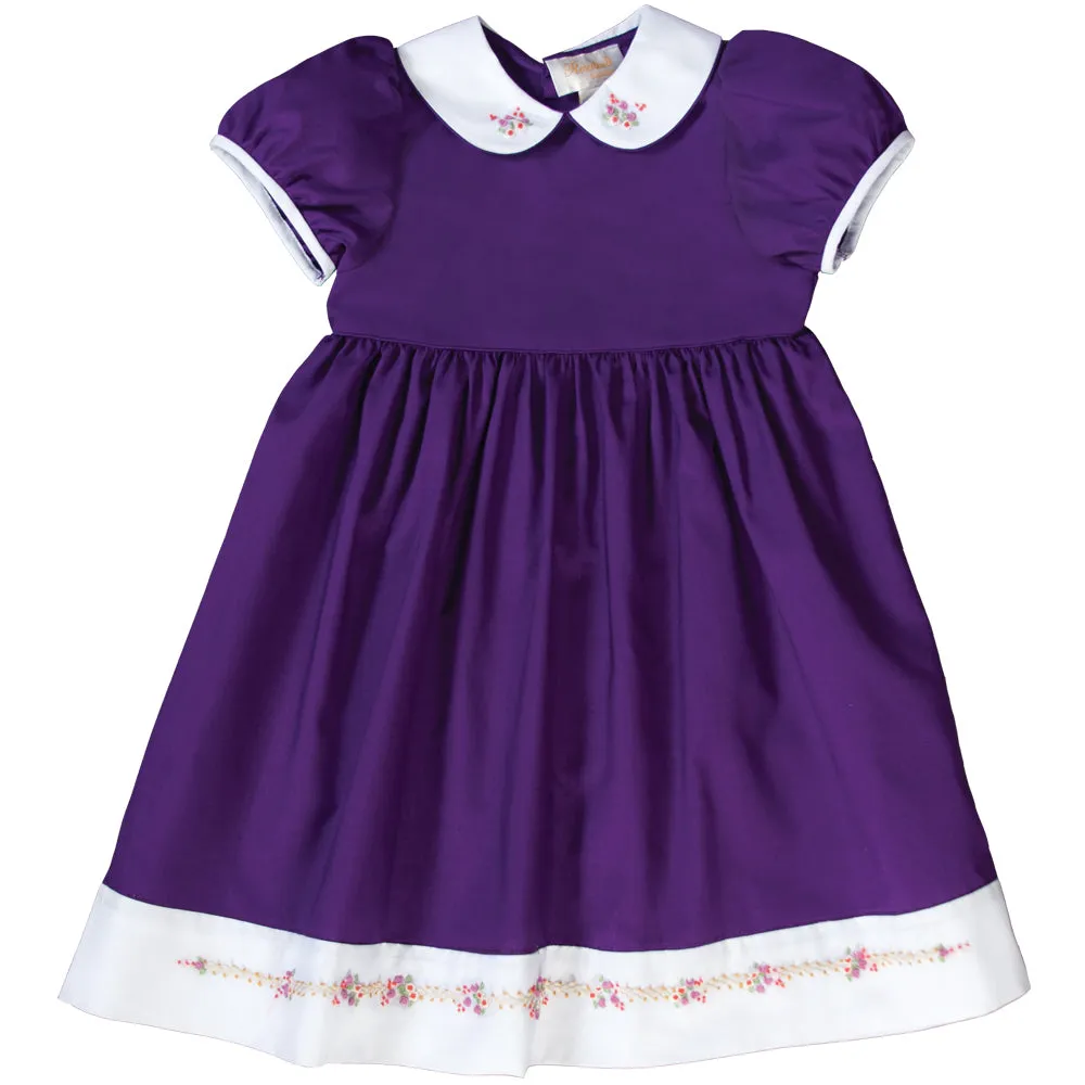 Bullion Flowers Royal Purple Baby Dress w/Cap Sleeves
