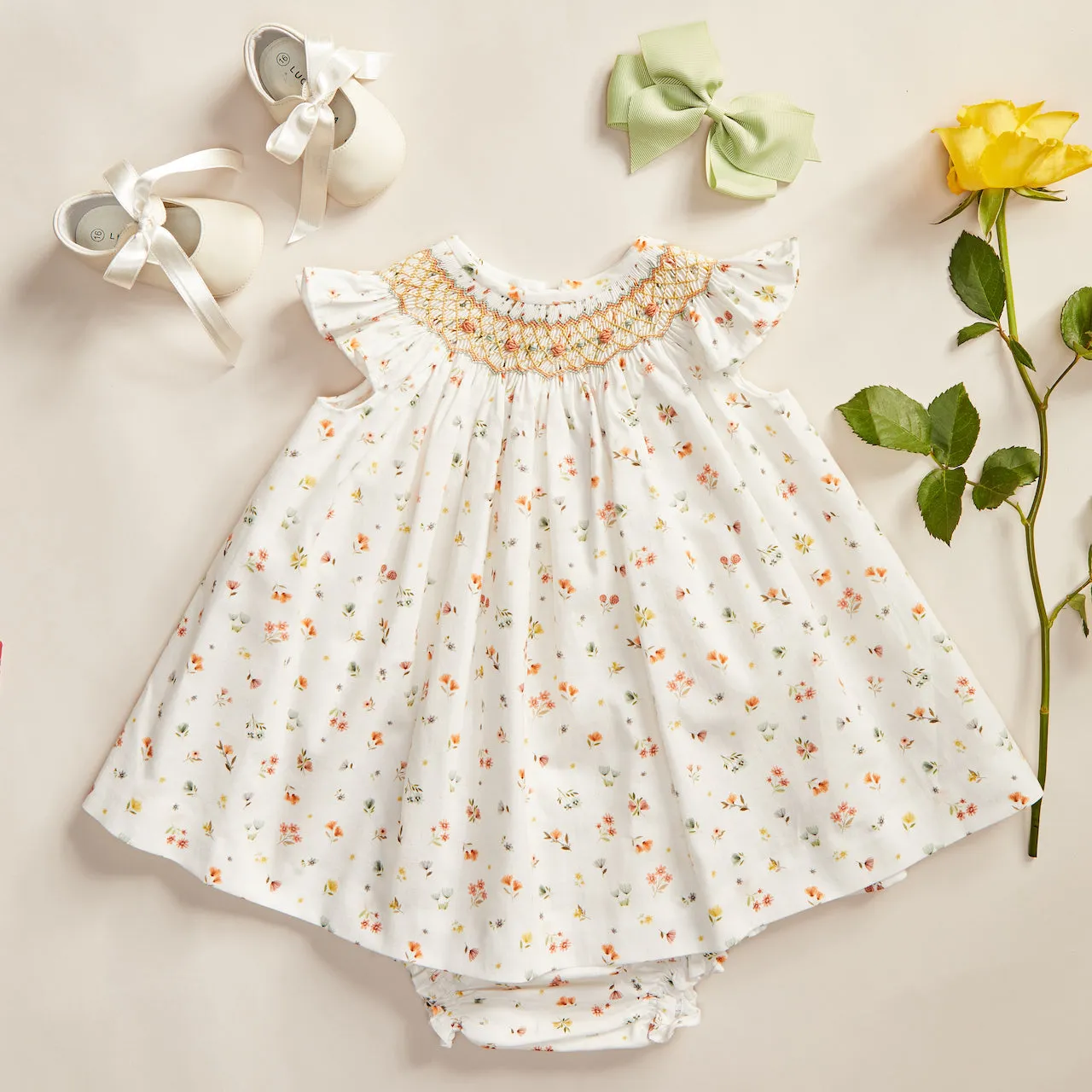 CADENZA HAND-SMOCKED BABY SET