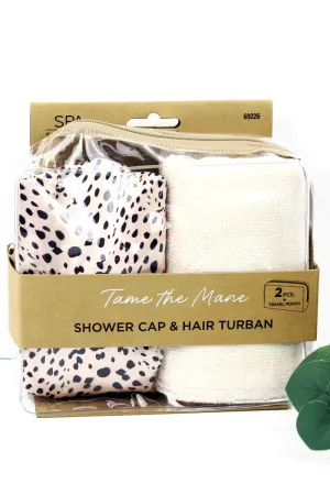 Cheetah Shower Cap & Hair Turban Set