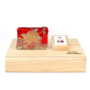 Chinese Goldwork Embroidery Kwan Kwa Pouch   Cufflinks Set - Wedding Gift Set【裙褂手袋】