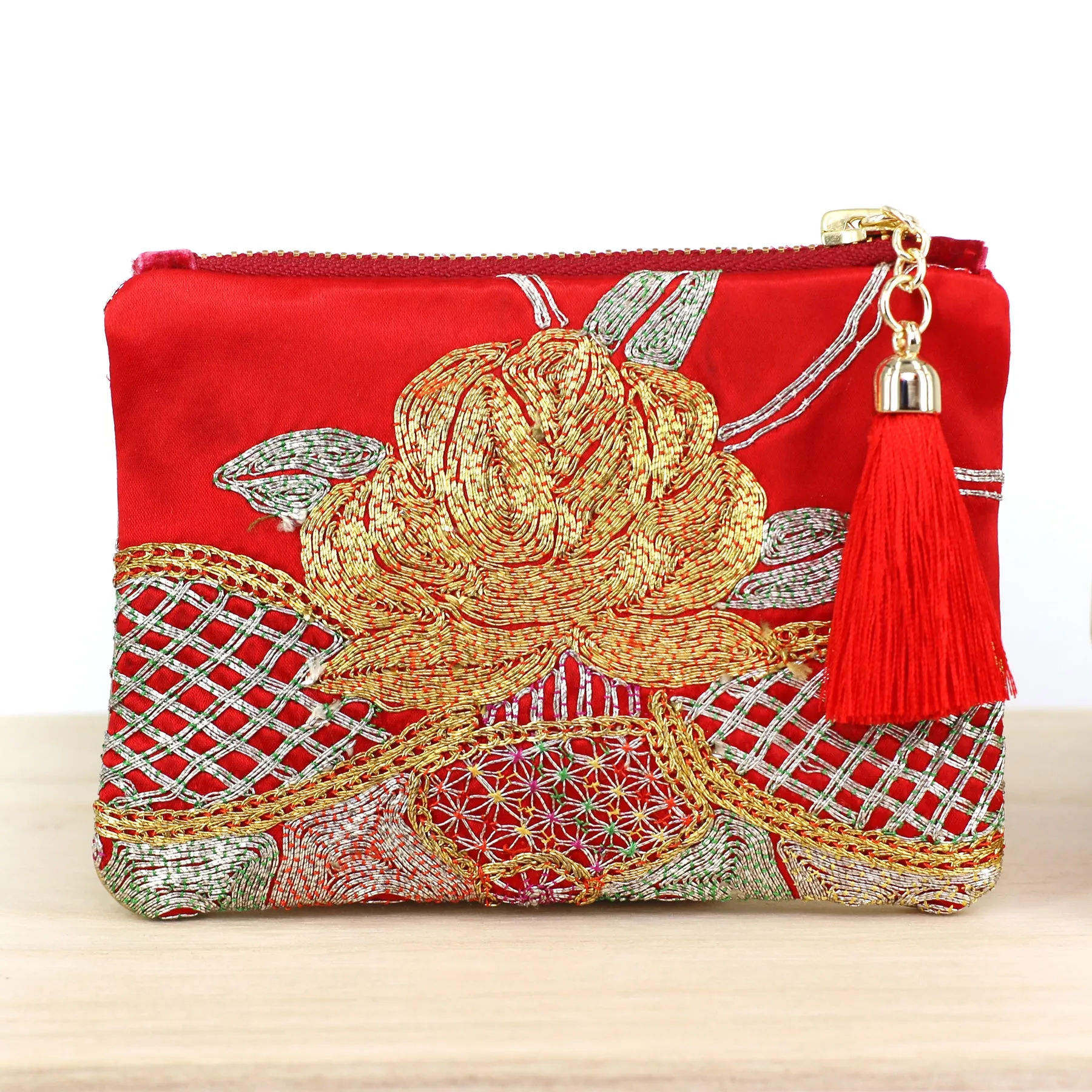 Chinese Goldwork Embroidery Kwan Kwa Pouch   Cufflinks Set - Wedding Gift Set【裙褂手袋】