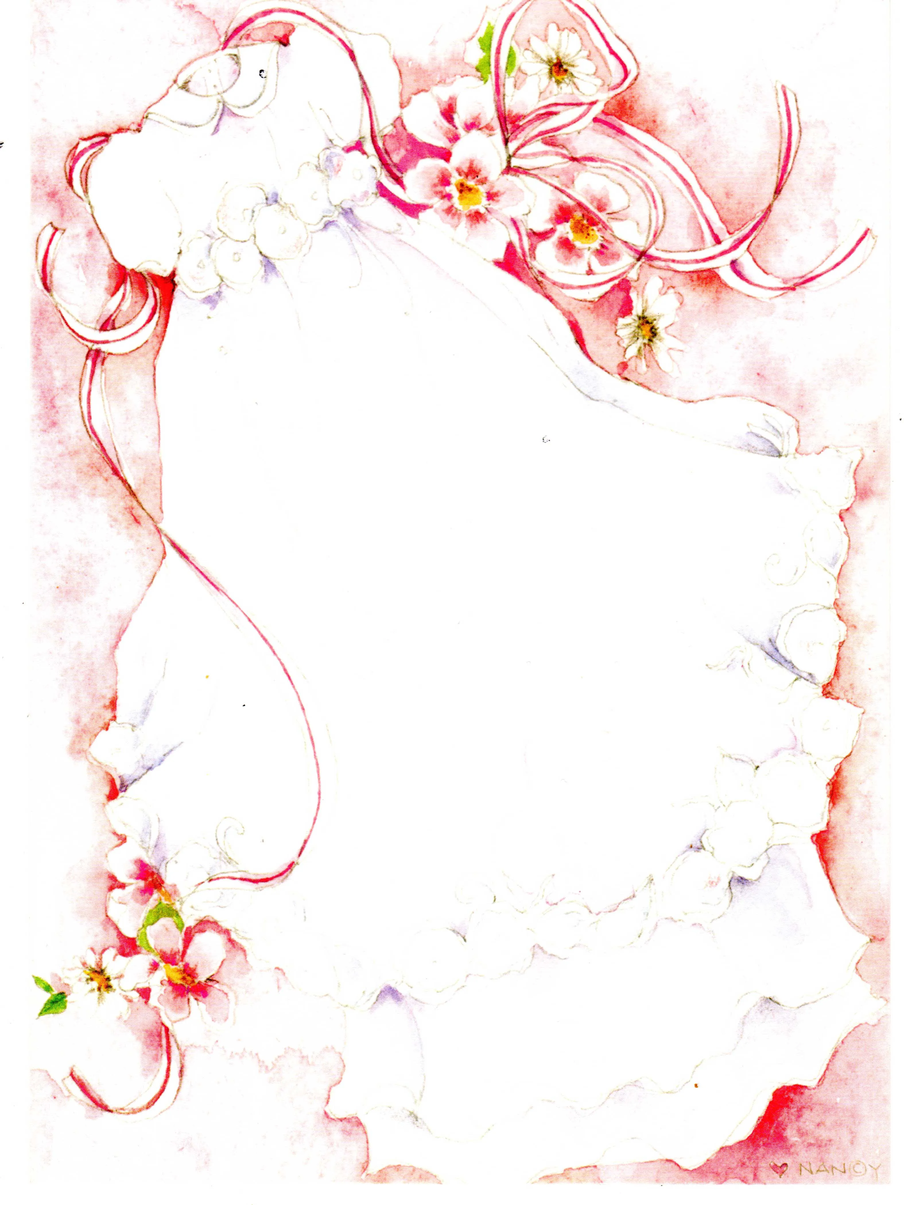 CHRISTENING GOWN WITH PINK ACCENTS - BLANK STOCK INVITATIONS