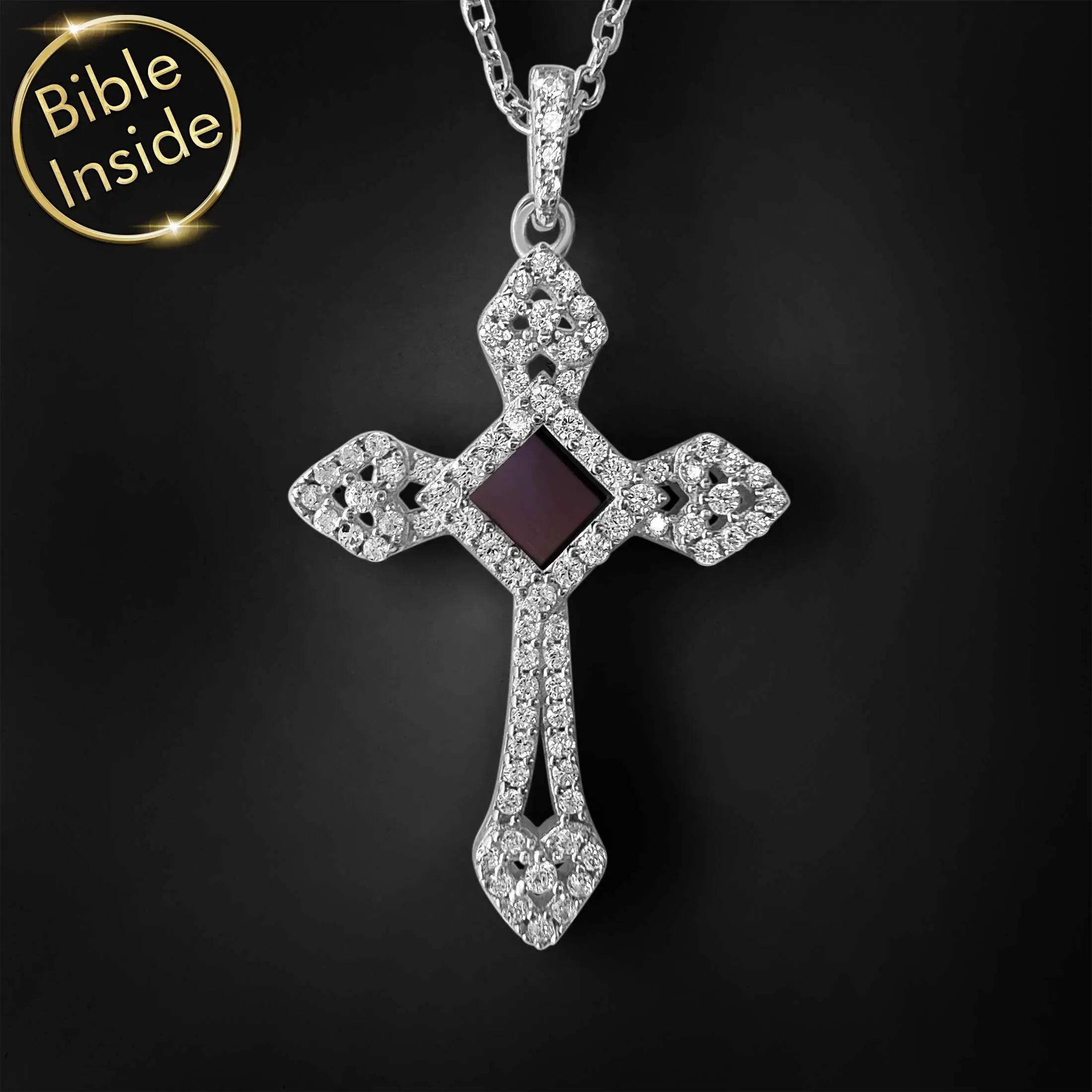 Cross Pendant for Women with Nano Bible - Royal Cross Pendant