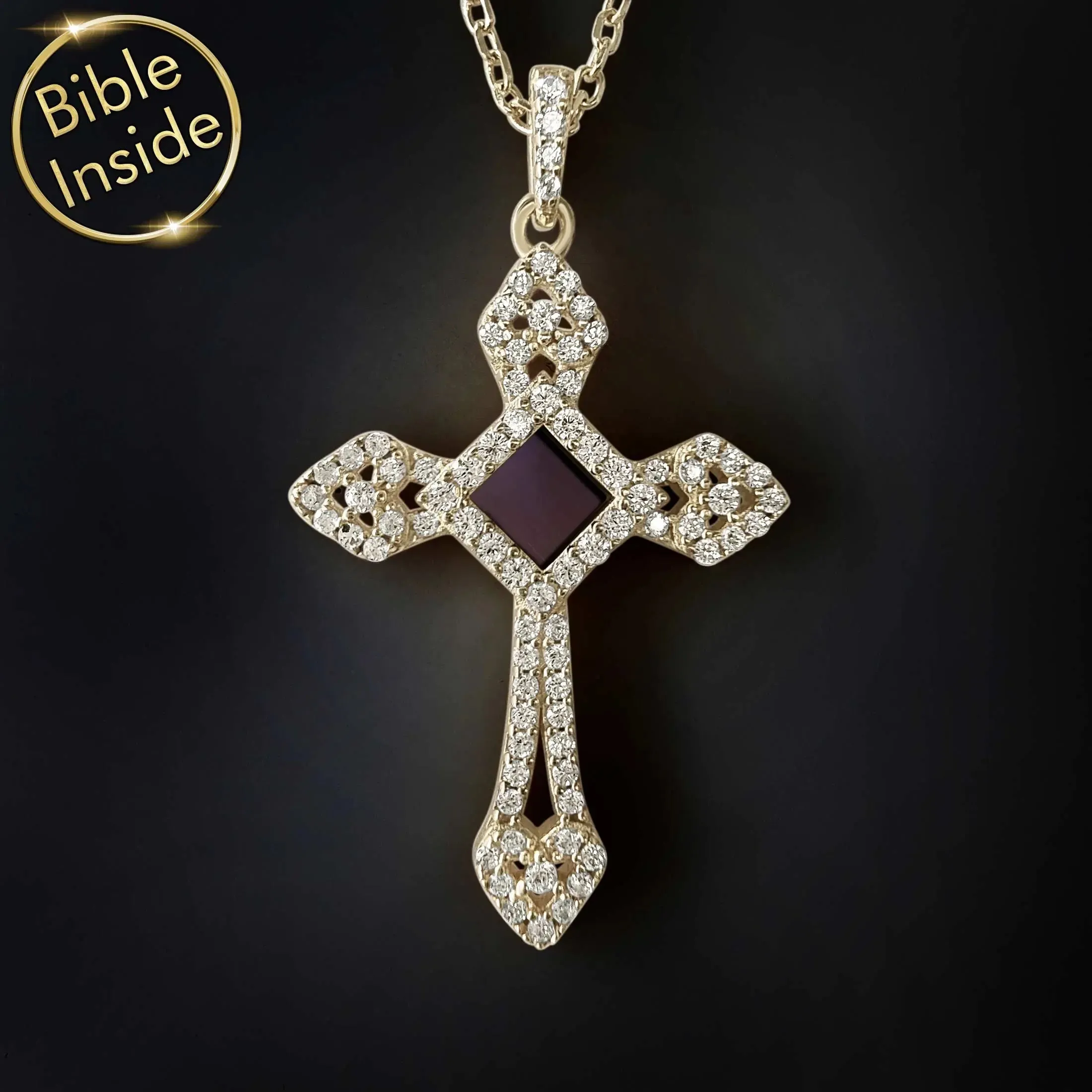 Cross Pendant for Women with Nano Bible - Royal Cross Pendant