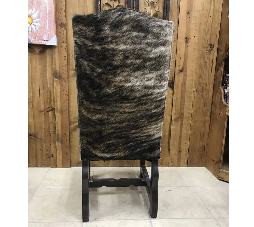 Custom Leather Dining Chair With Brindle Cowhide