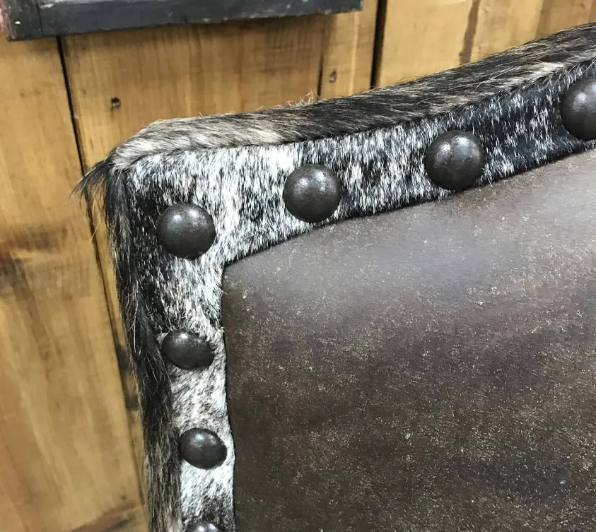 Custom Leather Dining Chair With Brindle Cowhide