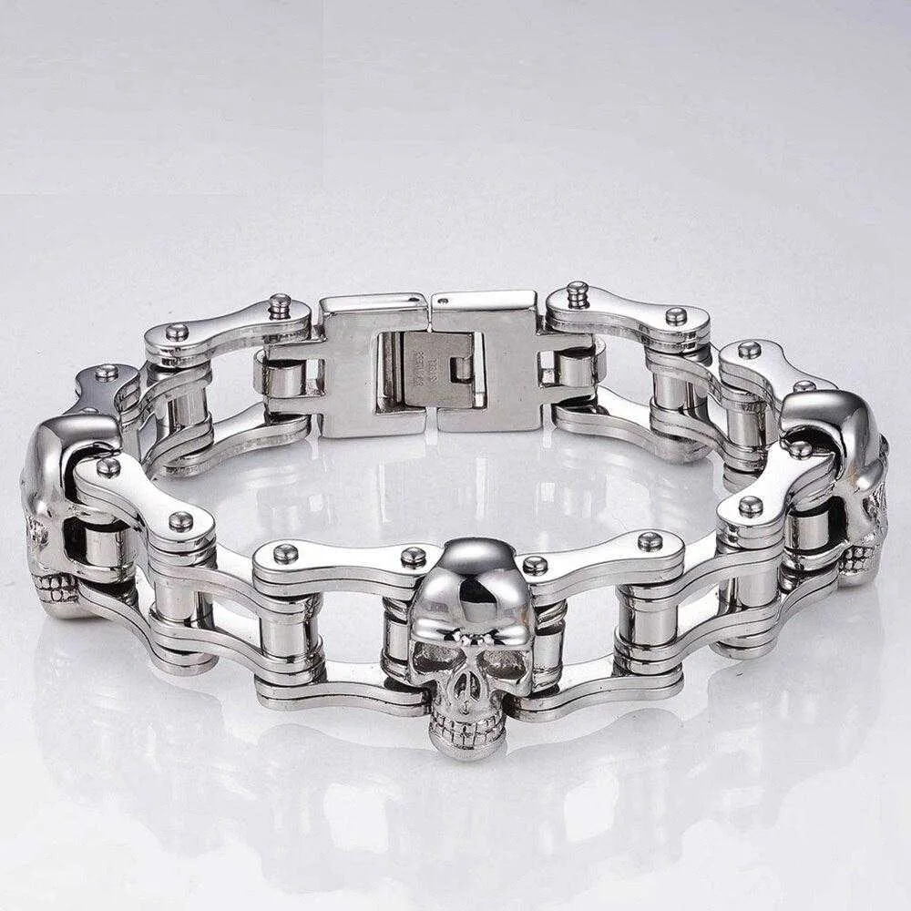 Cycolinks Skull Mens Bike Chain Bracelet