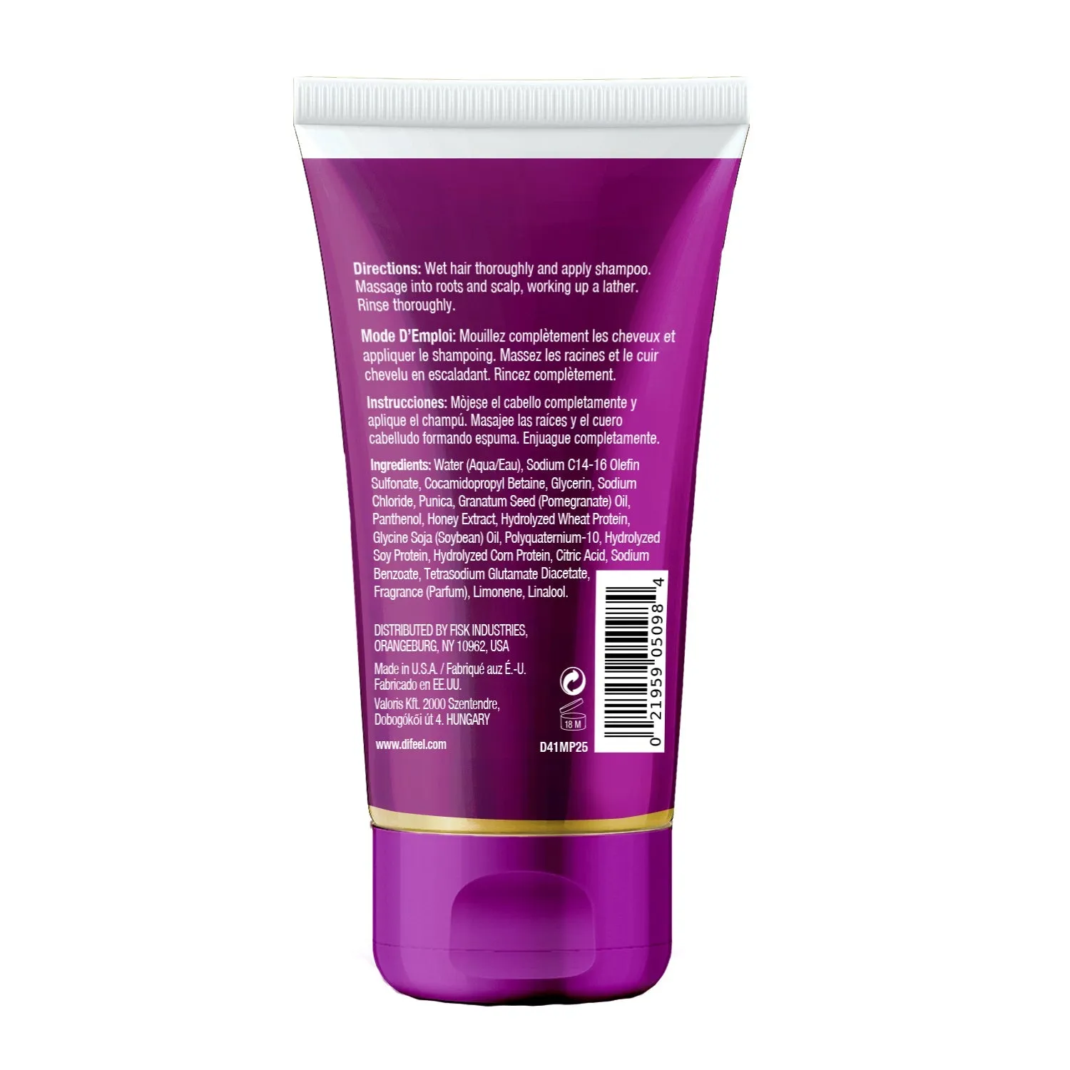 Difeel Pomegranate & Manuka Honey Sulfate-Free Shampoo - Travel Size 2.5 oz.