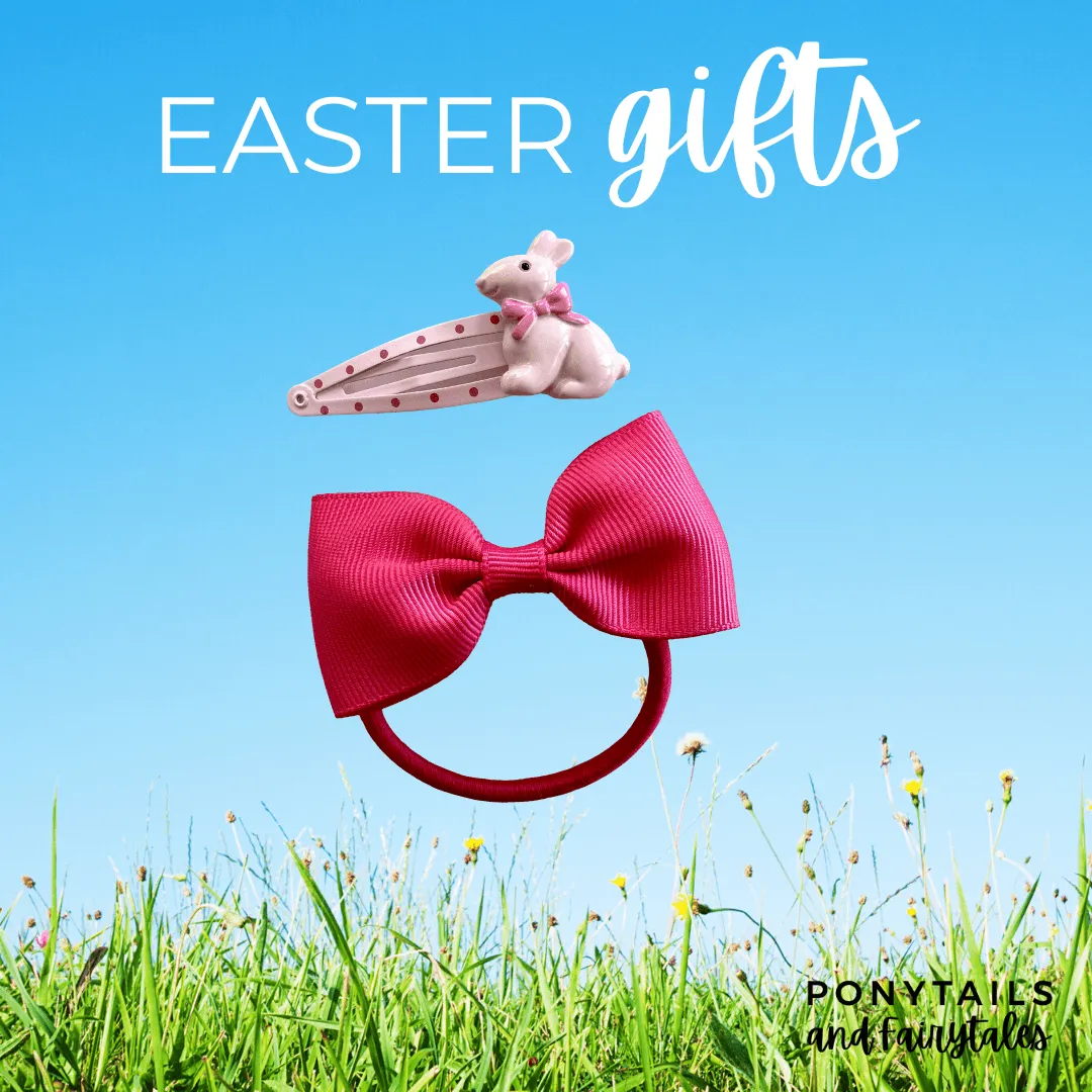 Easter Gift Set: Bunny Snap Clip and Hair Tie