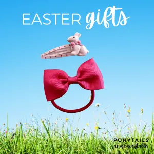 Easter Gift Set: Bunny Snap Clip and Hair Tie
