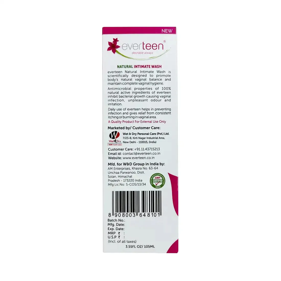 everteen Combo: Bikini Line Hair Removal Creme SILKY and Natural Intimate Wash for Women
