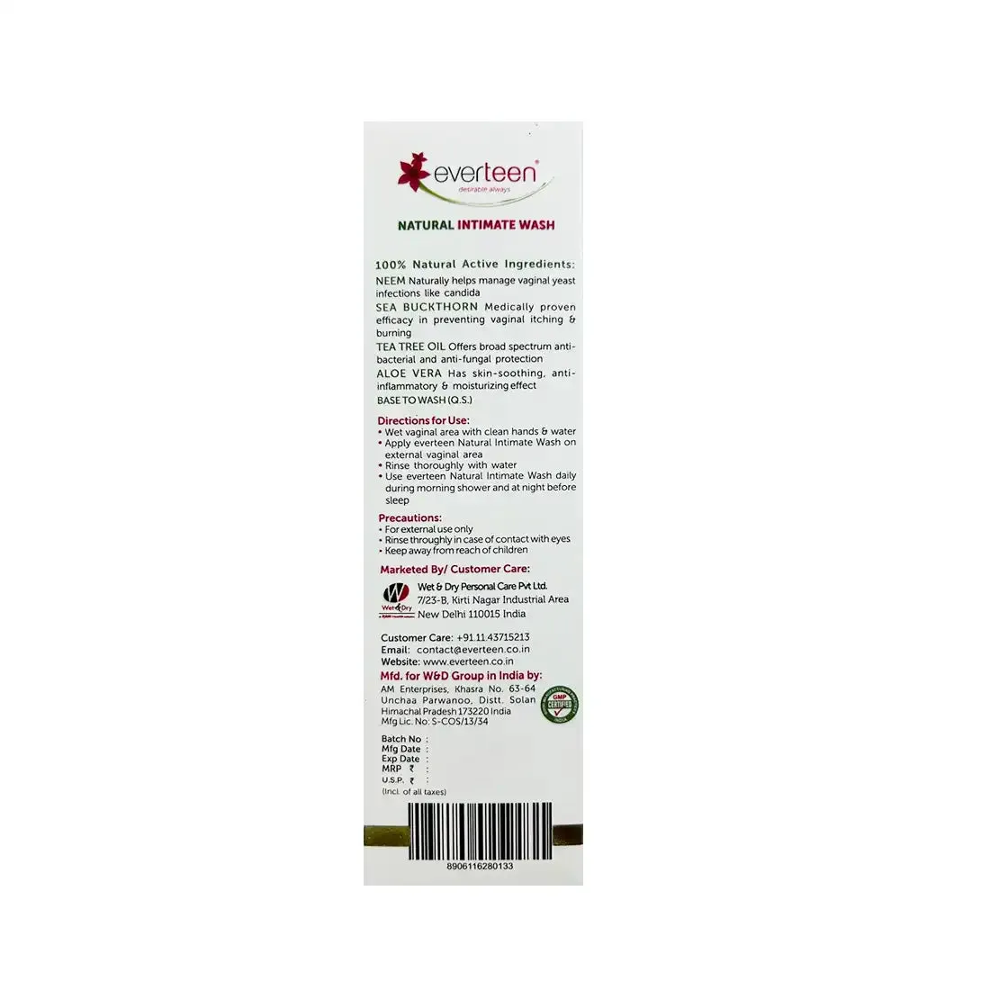 everteen Combo: Bikini Line Hair Removal Creme SILKY and Natural Intimate Wash for Women