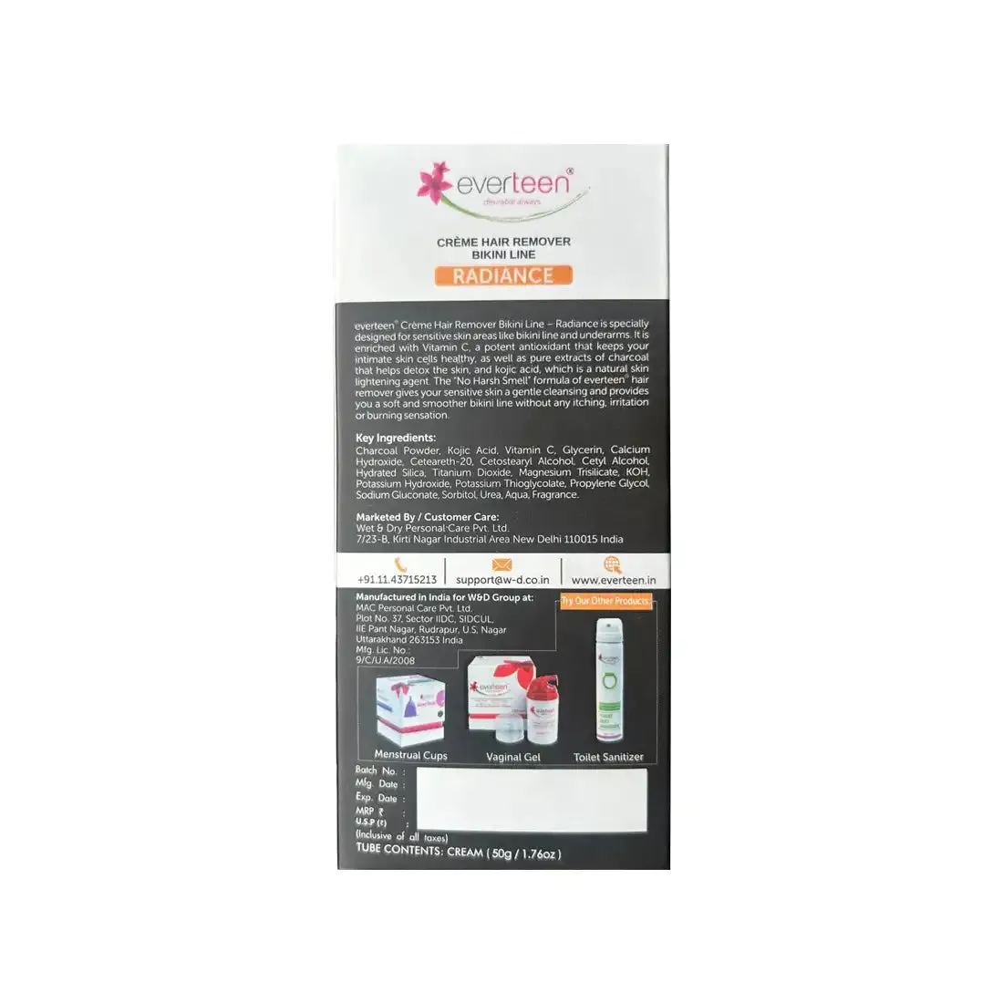 everteen RADIANCE Bikini Line Hair Remover Creme - 50 g