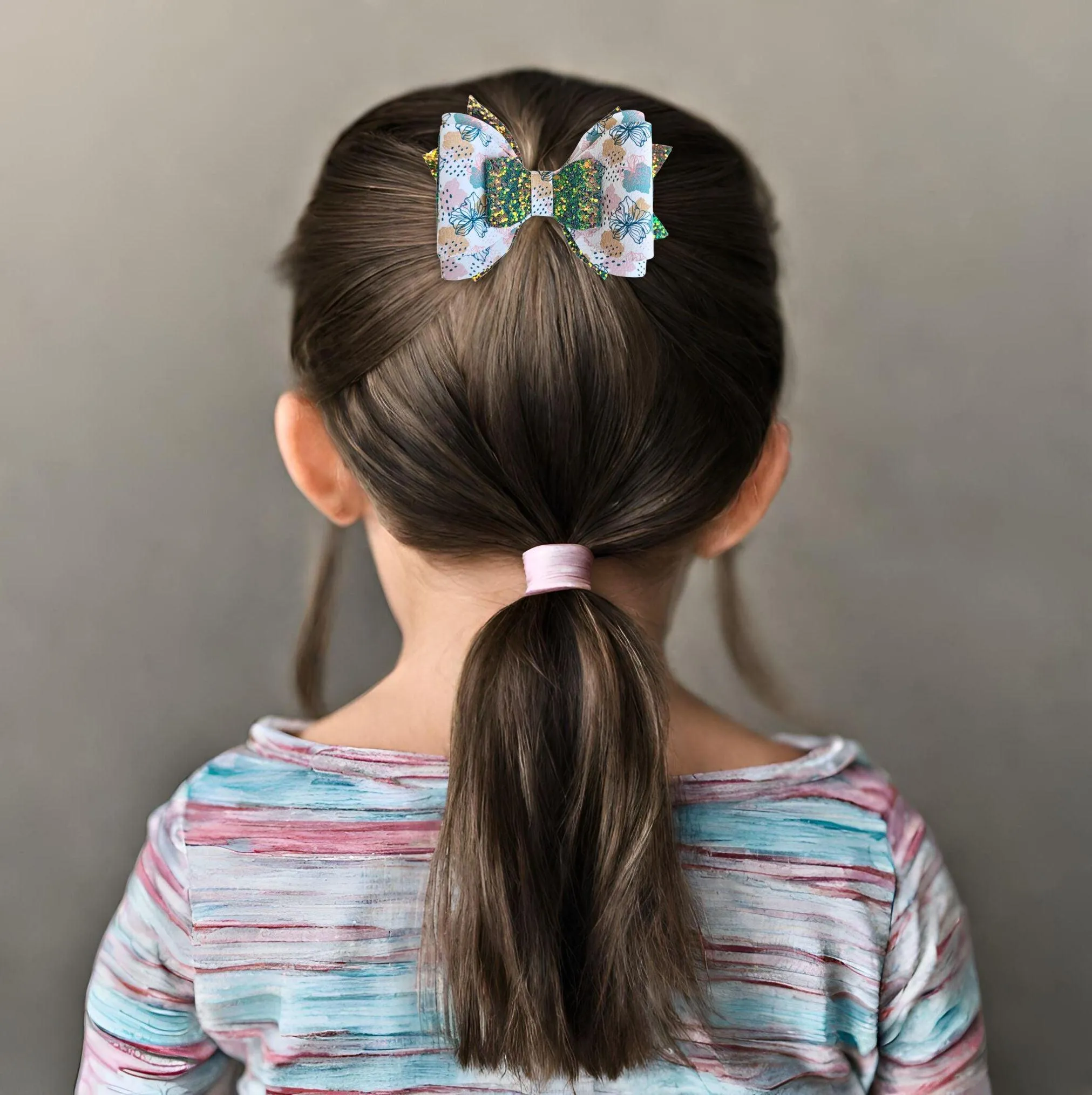 Fall Flowers Leather Glitter Hair Bow