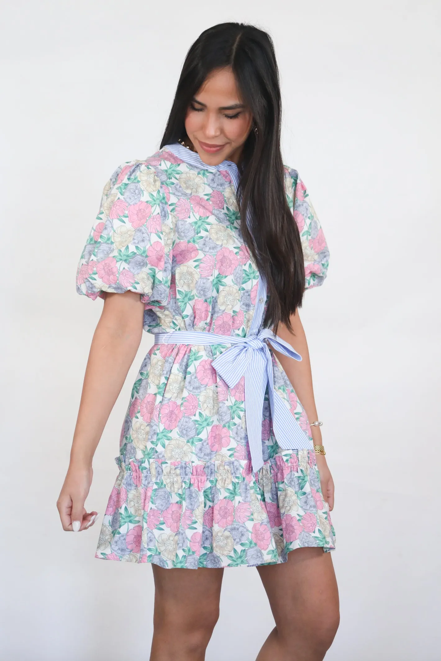 Field Of Flowers Seersucker Trim Dress