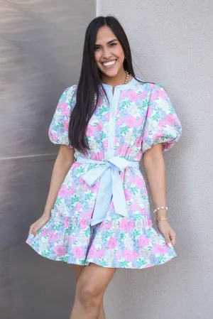 Field Of Flowers Seersucker Trim Dress