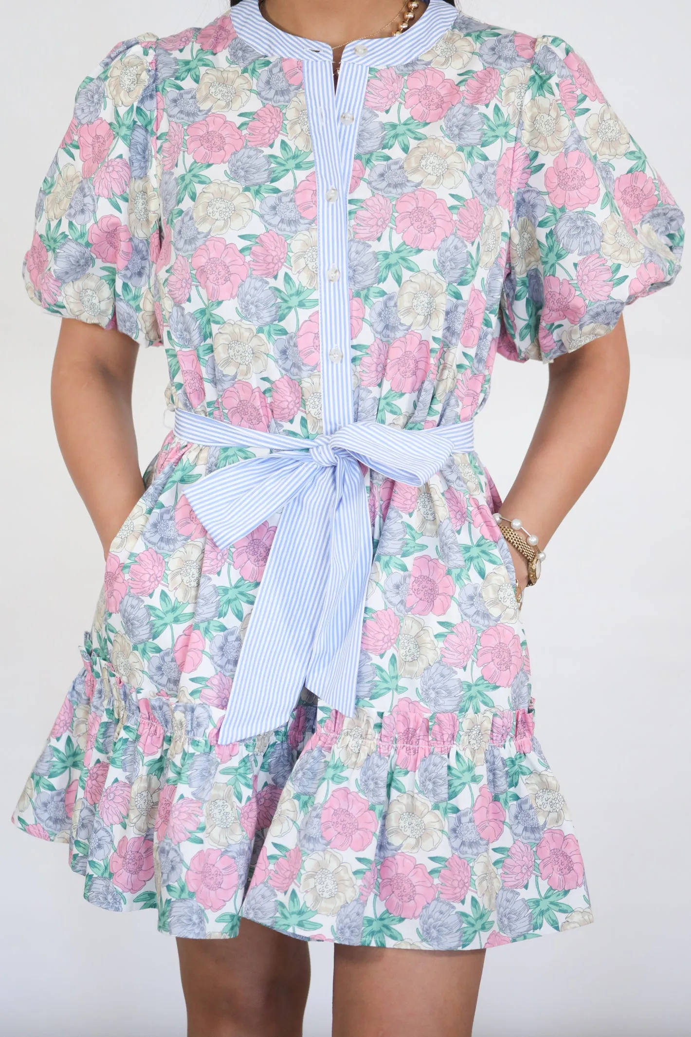 Field Of Flowers Seersucker Trim Dress
