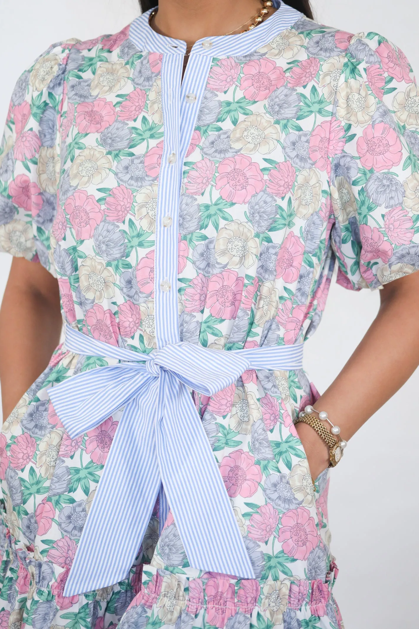 Field Of Flowers Seersucker Trim Dress