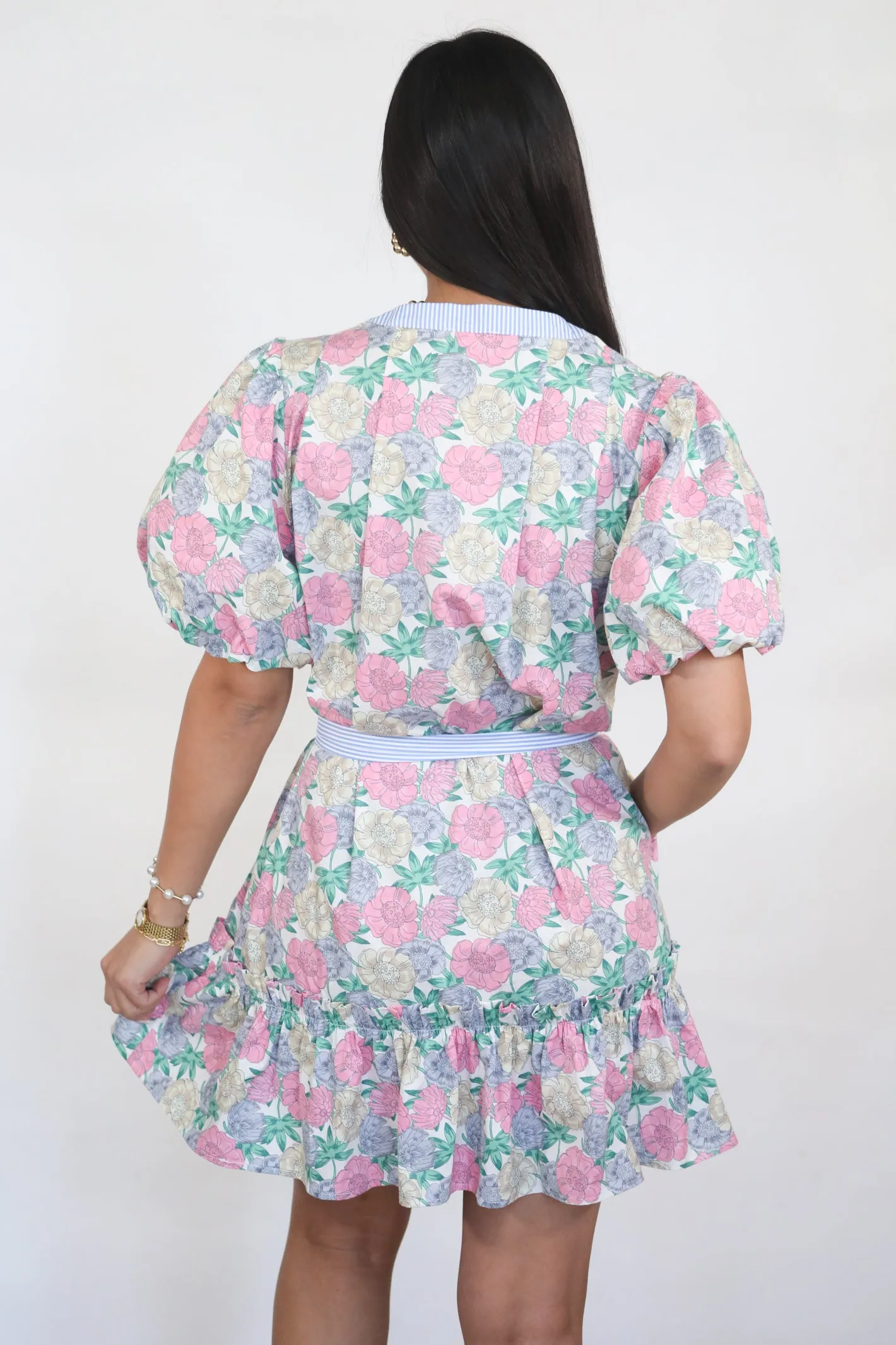Field Of Flowers Seersucker Trim Dress
