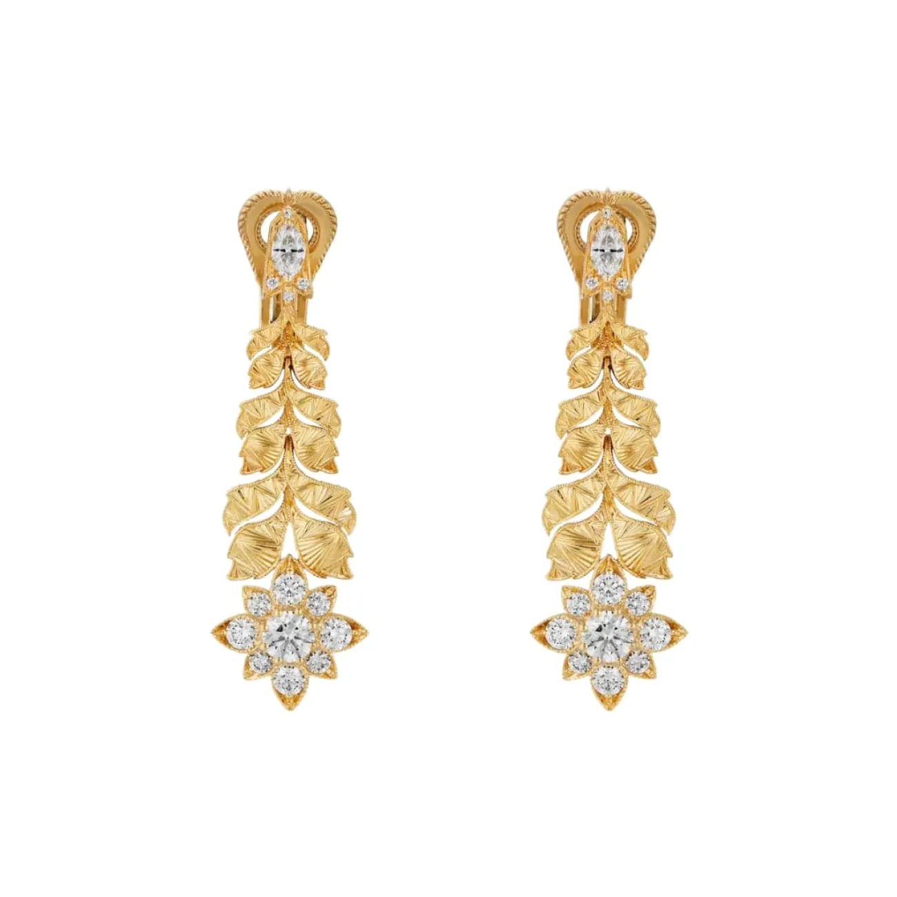 Flora 18K Yellow Gold Diamond Earrings