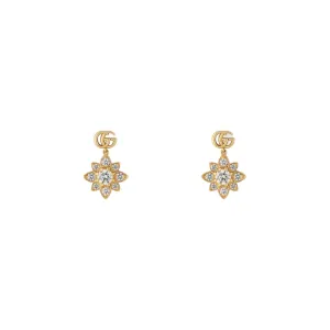 Flora 18K Yellow Gold Flower Double G Diamond Stud Earrings
