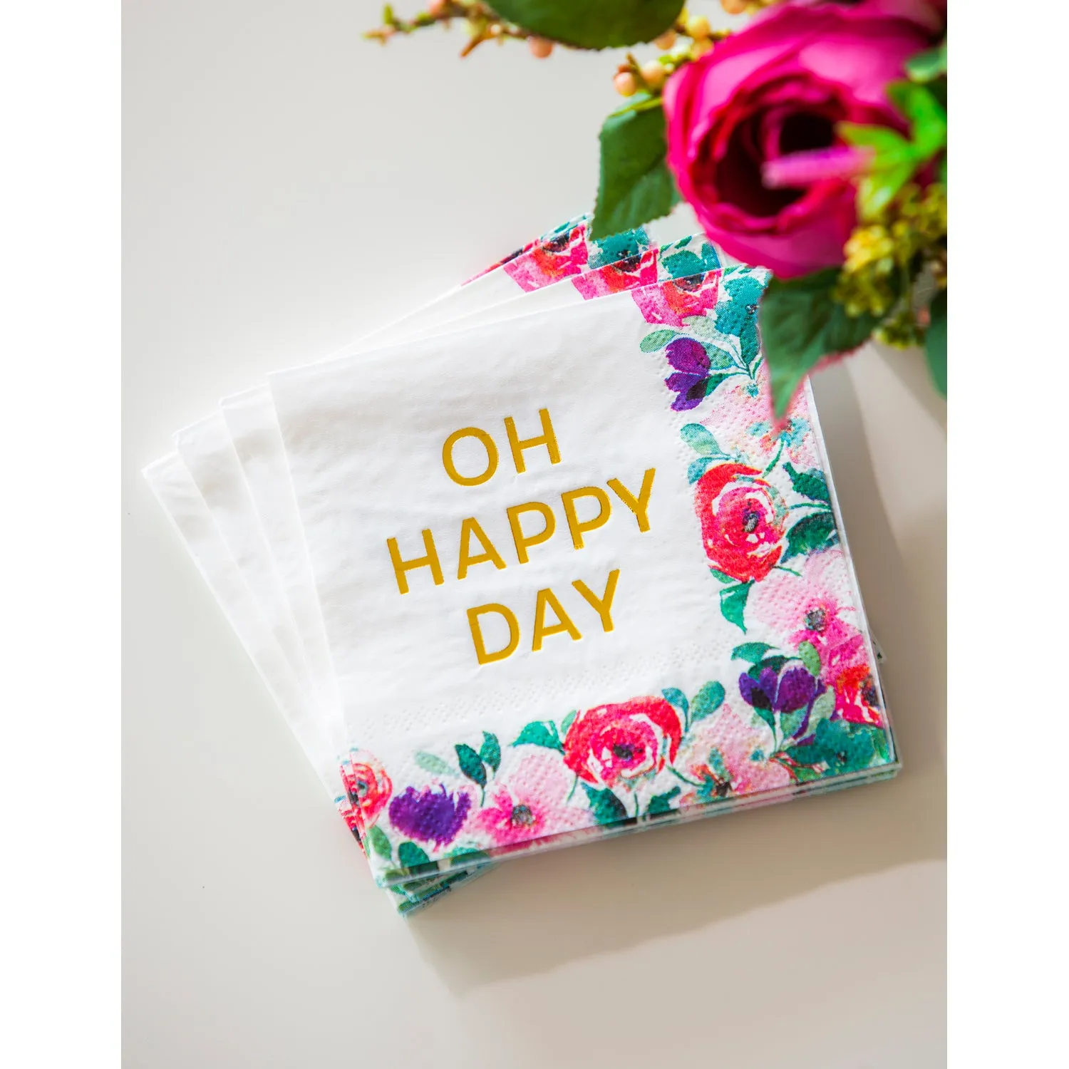 Foil Paper Cocktail Napkin, 20 count, Oh Happy Day,4ncf6523a
